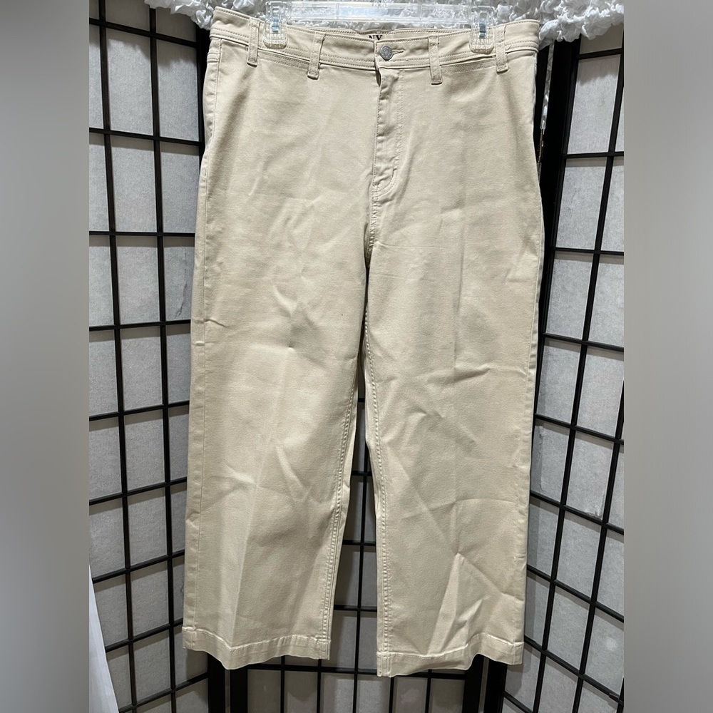 NY&C Beige KHAKI HIGH RISE WIDE LEGS WOMEN PANTS, SIZE 14. - Picture 4 of 8